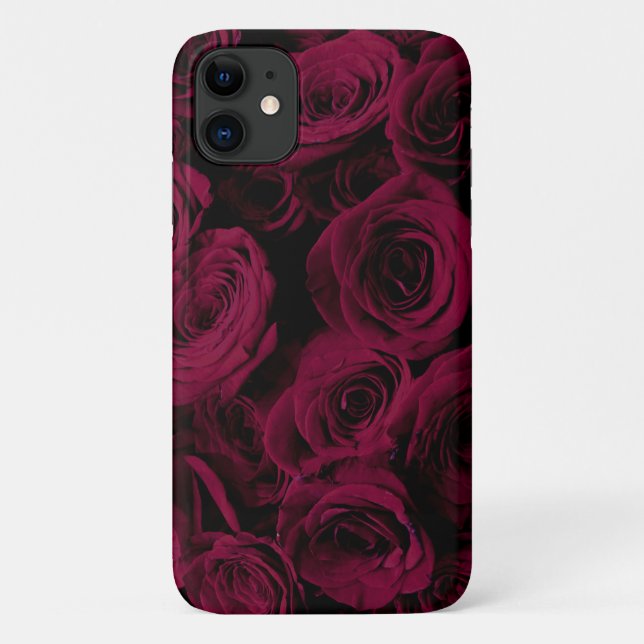 Capa Para iPhone 11 Rosas vermelho-escuro (Verso)