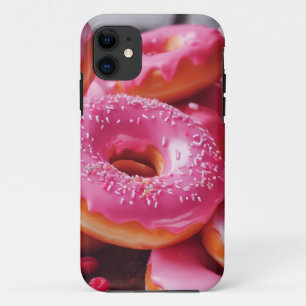 Capa Para iPhone 11 Rosquinhas de morango rosa