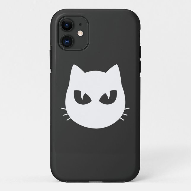 Capa Para iPhone 11 rosto branco de gato (Verso)
