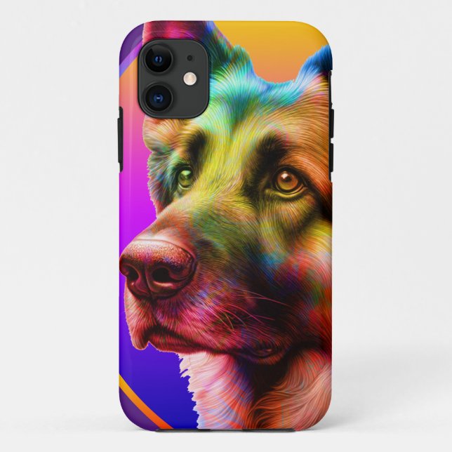 CAPA PARA iPhone 11 ROSTO DE CÃO COLORIDO MODERNO (Verso)