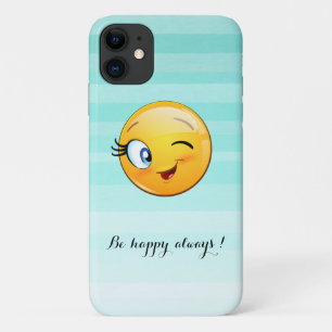 Capa Para iPhone 11 Rosto de Emoji Piscando Adorável - seja feliz semp