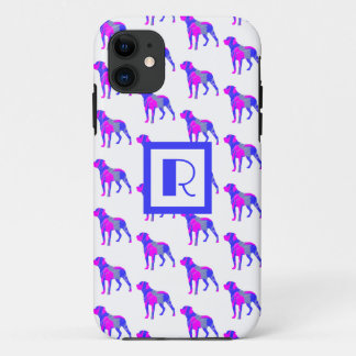 Capa Para iPhone 11 Rottweiler Cão Cachorro Silhuette Monograma Cor-de