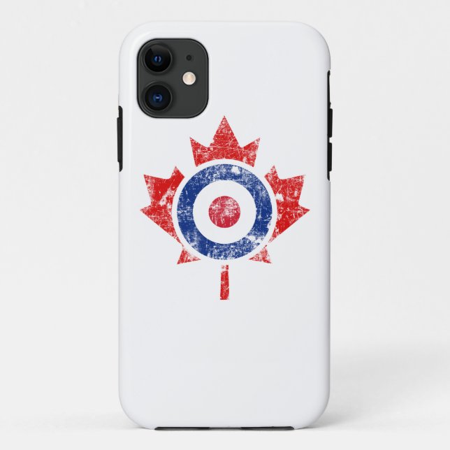 Capa Para iPhone 11 Roundel Canada Curling Hockey Target Grunge (Verso)