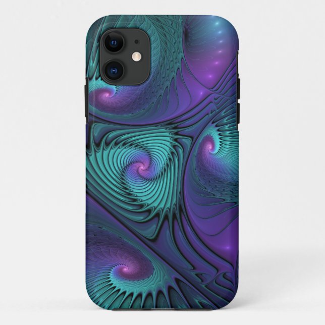 Capa Para iPhone 11 Roxo Conhece Arte Fractal Abstrato moderna Turques (Verso)
