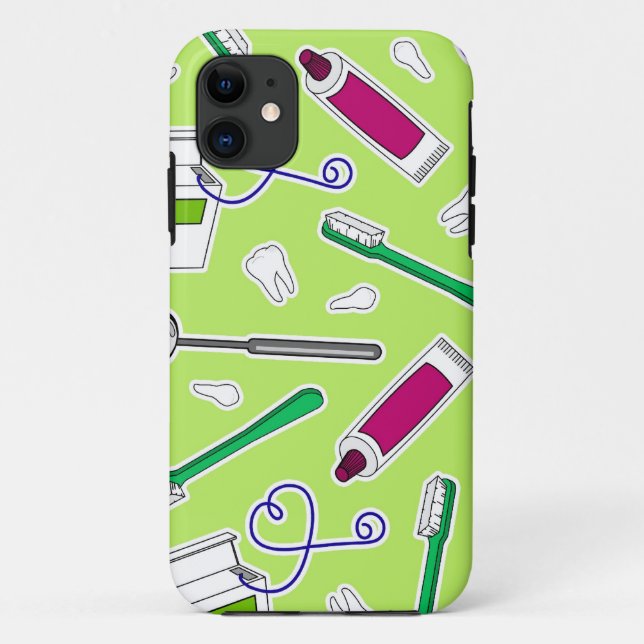 Capa Para iPhone 11 Roxo do verde do amor do dentista (Verso)