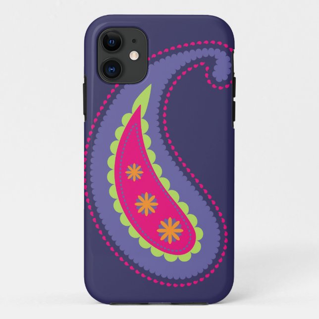 Capa Para iPhone 11 Roxo e Rosa Paisley (Verso)