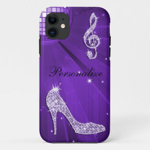 Capa Para iPhone 11 Roxo Espelhado/ Lilás Nota Musical & Salto Agulha