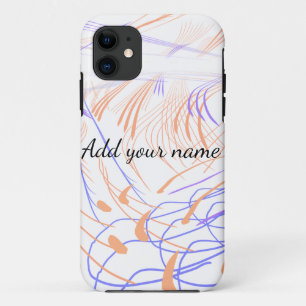 Capa Para iPhone 11 Roxo laranja aquarela abstrato adicionar nome text