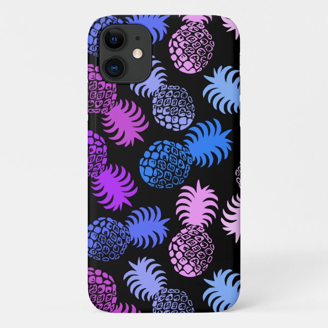 Capa Para iPhone 11 Roxo-Tropical de Abacaxi Momona Havaiana (Verso)