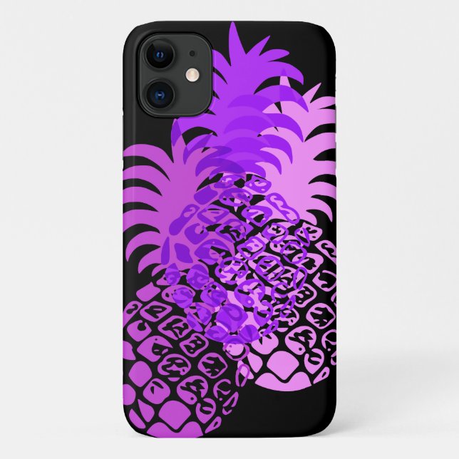 Capa Para iPhone 11 Roxo Tropical Momona Pineapple Havaiana (Verso)