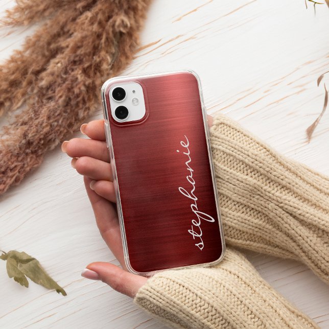 Capa Para iPhone 11 Rubro Vermelho Falso Metal Brilhante (Criador carregado)