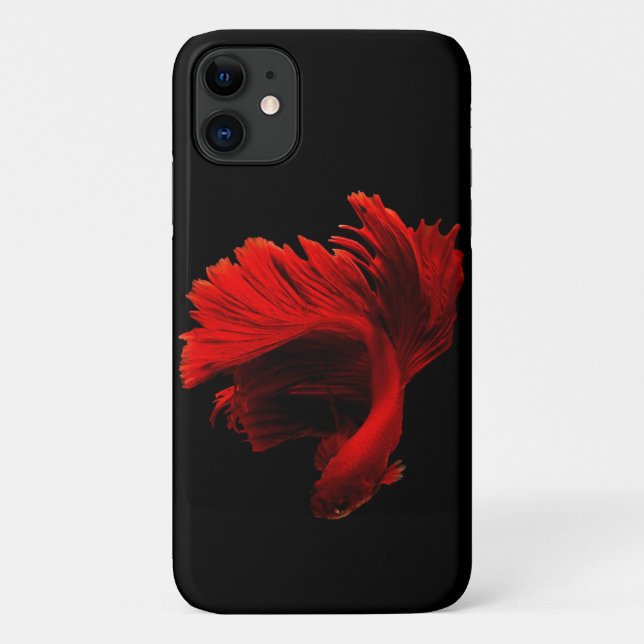 Capa Para iPhone 11 Ruby Red Siamese Fighting Fish (Verso)