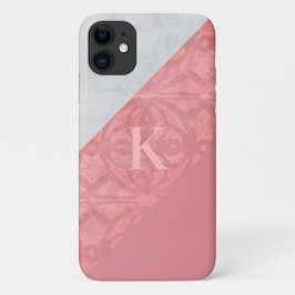 Capa Para iPhone 11 Ruddy Pink Batik E Cinza Watercolor Letra