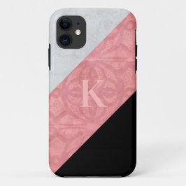 Capa Para iPhone 11 Ruddy Pink Batik E Cinza Watercolor Letra