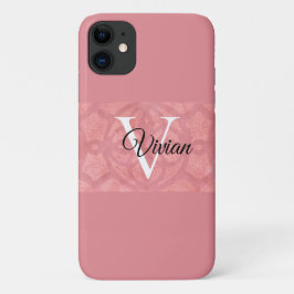 Capa Para iPhone 11 Ruddy Pink Batik Name Monogrammed