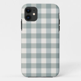Capa Para iPhone 11 Sage Green & White Xadrez Gingham Bonito