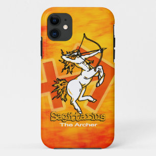 Capa Para iPhone 11 Sagitário Laranja de Fogo Zodíaco Archer