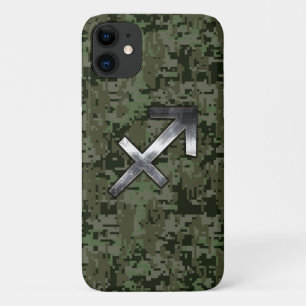 Capa Para iPhone 11 Sagitário - Sinal Zodíaco na Camuflagem Woodland
