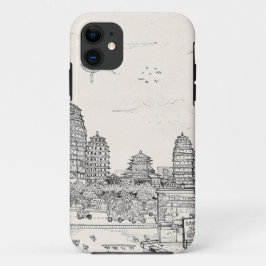 Capa Para iPhone 11 Saigon Pagoda Vietnam Cityscape Pen Tinta