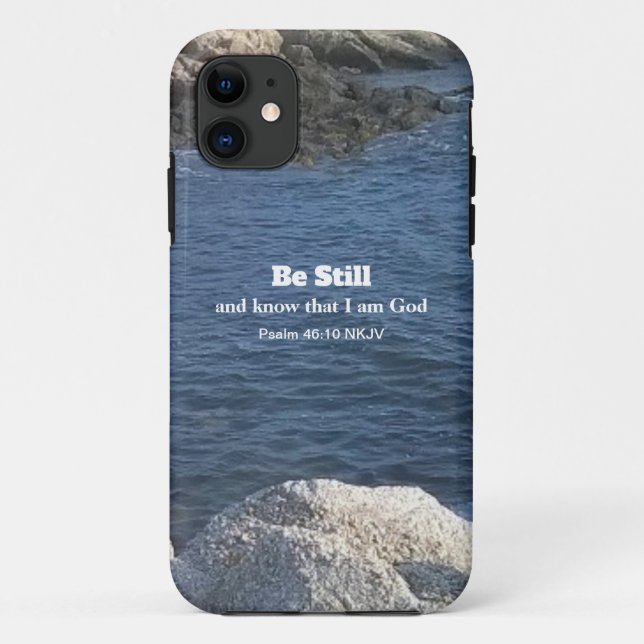 Capa Para iPhone 11 Salm 46:10 Ser Foto de Ocean Christian Blue (Verso)