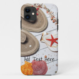 Capa Para iPhone 11 Sandálias, conchas e Starfish na praia