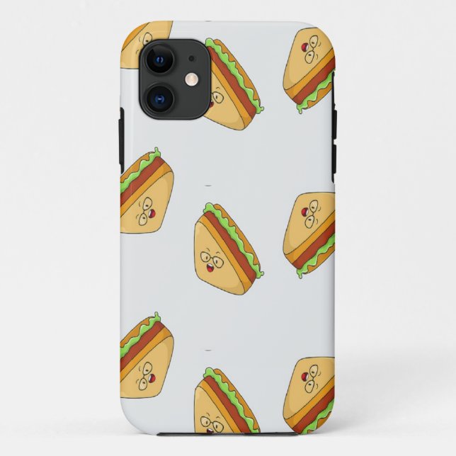 Capa Para iPhone 11 Sanduíches bonitos padrão de comida (Verso)