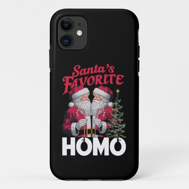 Capa Para iPhone 11 Santas Favoritas Homo Gay Natal do Orgulho LGBTQ (Verso)