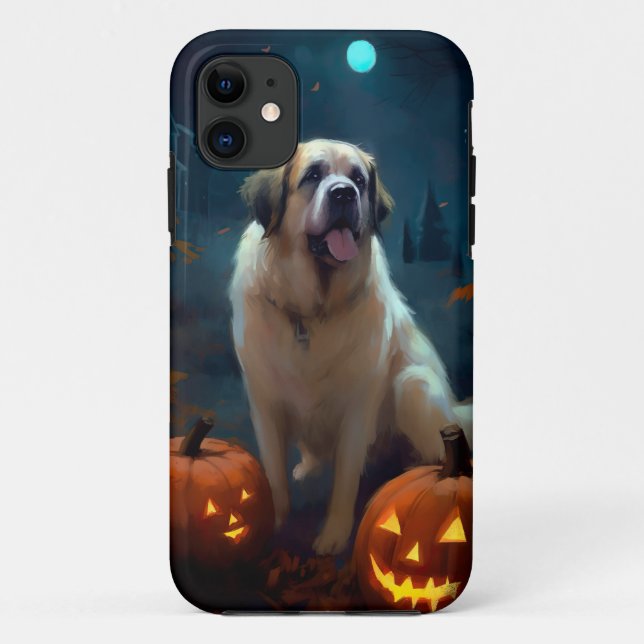 Capa Para iPhone 11 Santo De Halloween Bernard Com Pumpkins Assustado (Verso)
