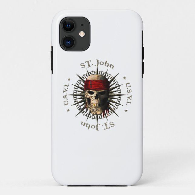 Capa Para iPhone 11 Santo John USVI Pirate Skull (Verso)