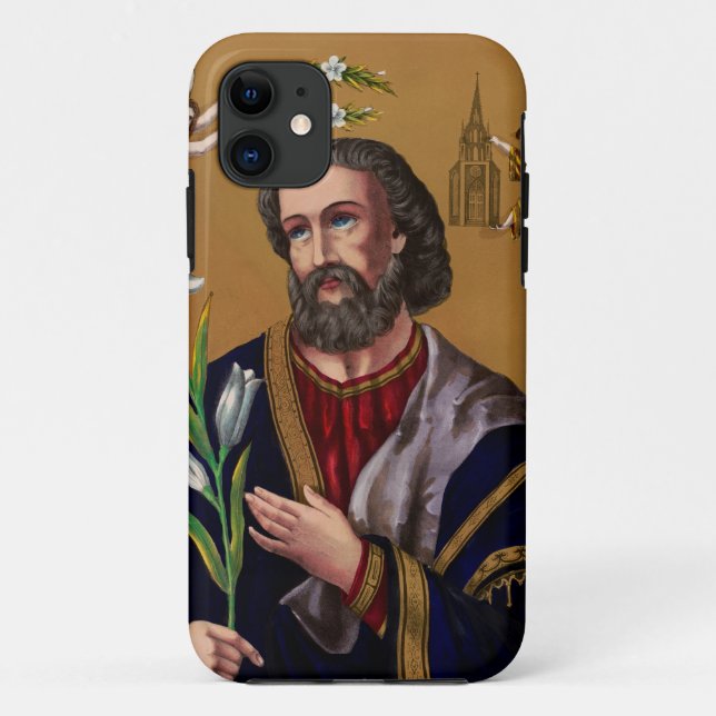 Capa Para iPhone 11 Santo Joseph Guardian da Santa Família (Verso)