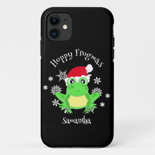 Capa Para iPhone 11 Sapo de Natal Santa Hat Novelty Negro Engraçado