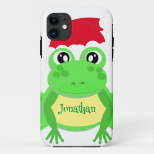 Capa Para iPhone 11 Sapo de Natal Santa Hat Padrão Novelty White
