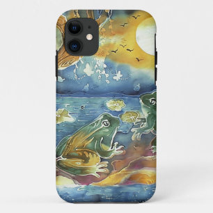 Capa Para iPhone 11 Sapo na pintura à luz da Lua