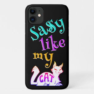 Capa Para iPhone 11 Sassado Como Meu Gato Bonito Neon Pegando Texto Pr