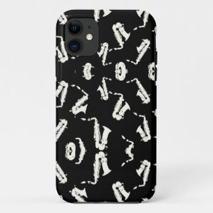 Capa Para iPhone 11 Saxofone Jazz Preto E Branco