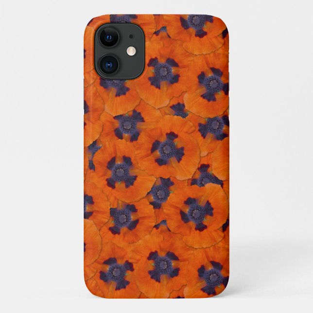 Capa Para iPhone 11 Scarlet Orange Poppy Sem Costura (Verso)