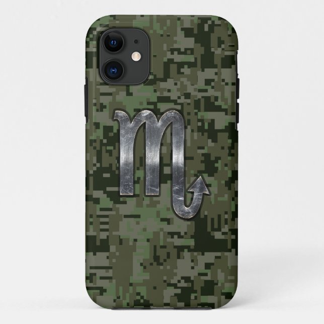 Capa Para iPhone 11 Scorpio Zodiac Símbolo Olive Green Digital Camo (Verso)