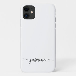 Capa Para iPhone 11 Script de Nome do Monograma Branco Girly Minimalis