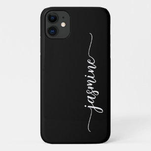 Capa Para iPhone 11 Script de Nome do Monograma Preto Minúsculo Girly