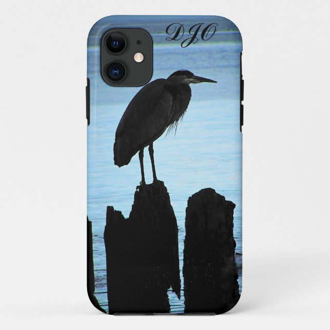 Capa Para iPhone 11 Seaside Heron Silhouette (Verso)