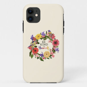 Capa Para iPhone 11 Seja gentil com a sua própria citação floral