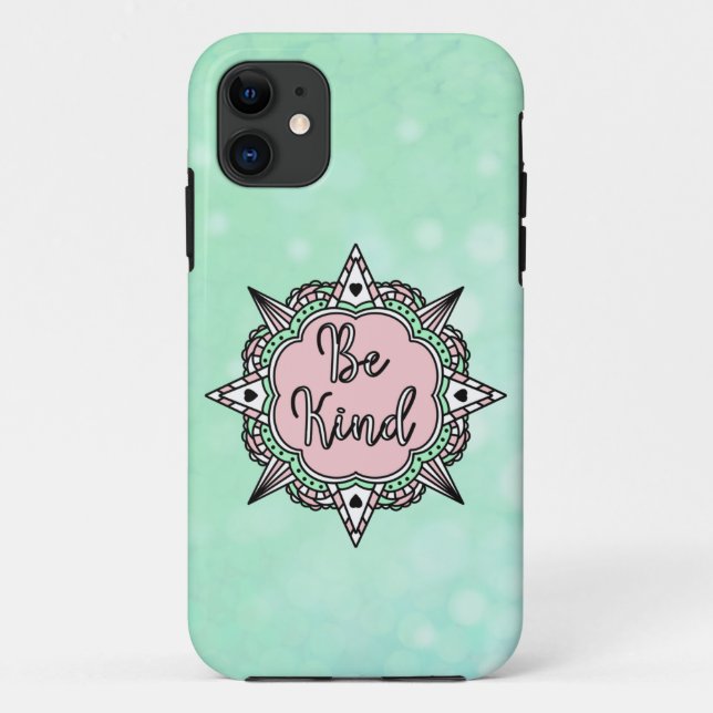 Capa Para iPhone 11 Seja gentil | Verde Mint e Rosa (Verso)