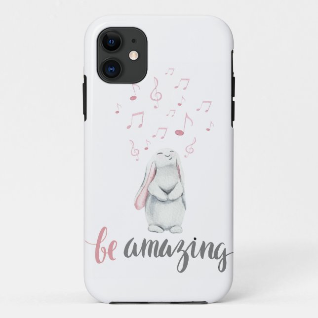 Capa Para iPhone 11 Seja um coelho musical incrível (Verso)