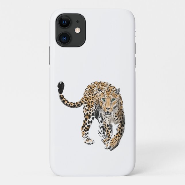 Capa Para iPhone 11 selva de leopardo-d-água pintada de verde-animal (Verso)