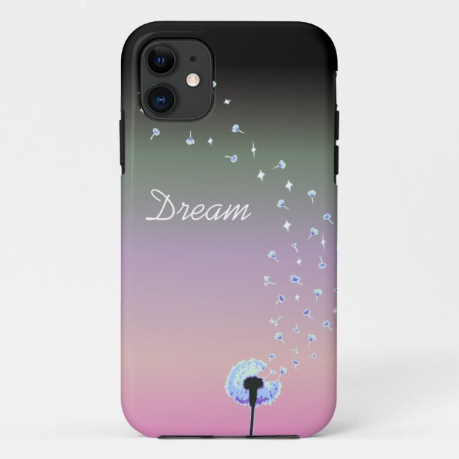 Capa Para iPhone 11 Sementes de Dandelion voando no vento - Pretas e R (Verso)