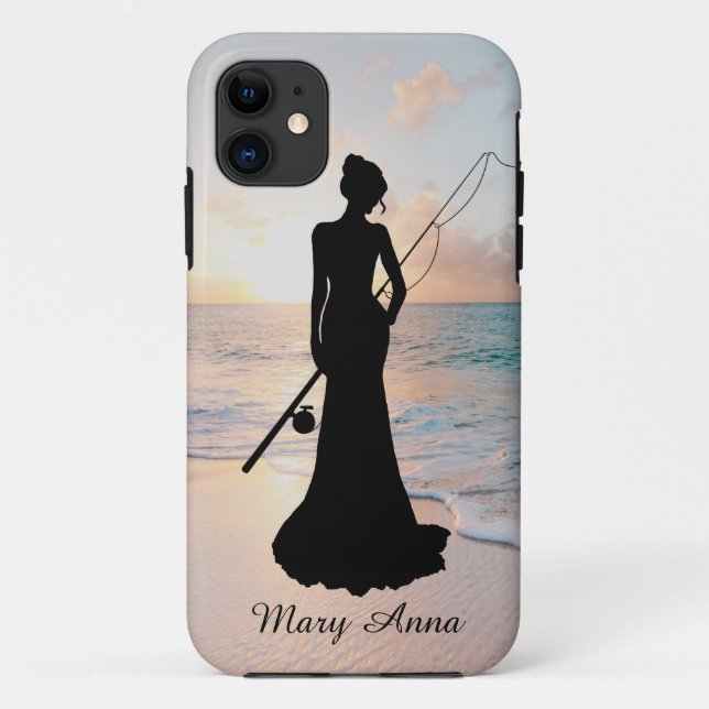 Capa Para iPhone 11 Senhora Pescando (Verso)