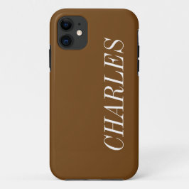 Capa Para iPhone 11 Sepia Brown Solid Color | Nome minimalista