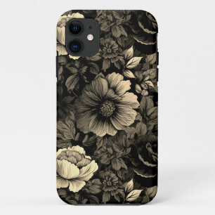 Capa Para iPhone 11 Sepia Tone Vintage Impressão Floral