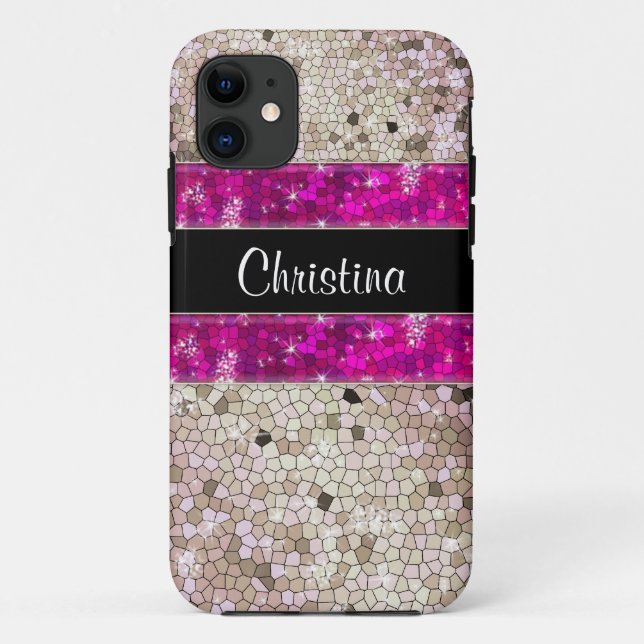 Capa Para iPhone 11 Sequências de Diamantes da Glitter Glitter Bling,  (Verso)