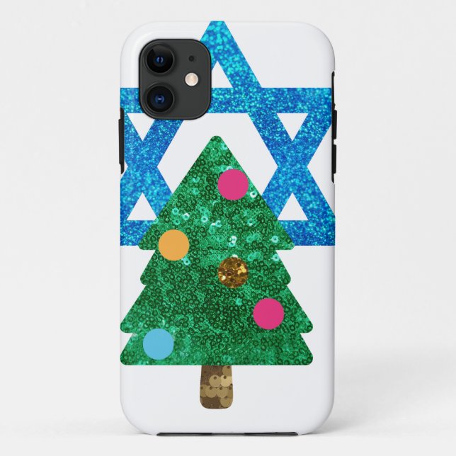 Capa Para iPhone 11 sequin christmukkah hanukkah (Verso)